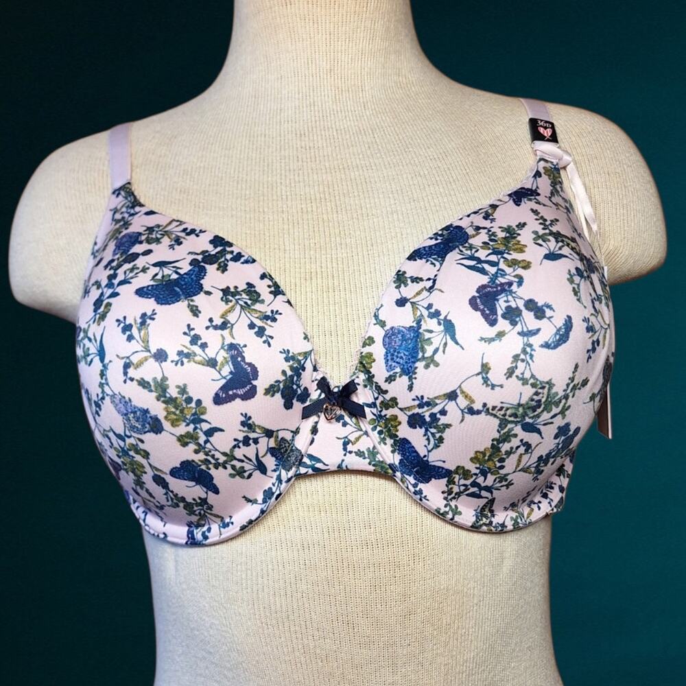 Victoria Secret 36D Body by victoria lined perfect coverage bra floral butterfly